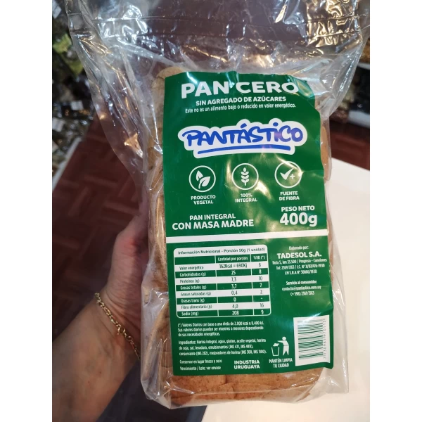 Pan Molde Integral Masamadre Vegano Pantastico 0 Azucar - Imagen 2