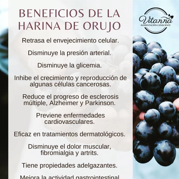 Harina De Orujo Vitanna De Uva Tannat - 350 Gramos -graviola - Imagen 9