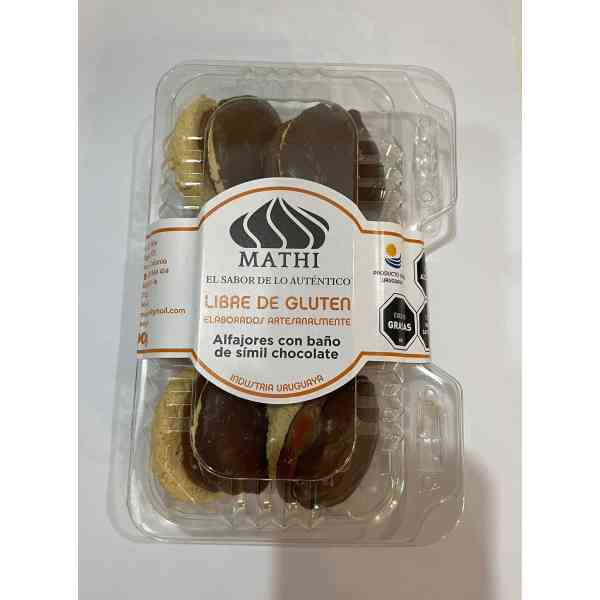 Alfajores bañados en símil chocolate con dulce de leche mathi sin gluten