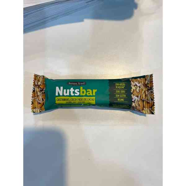 Barrita nutsbar castañas coco y nibs de cacao, sin gluten sin sodio sin azúcar vegana