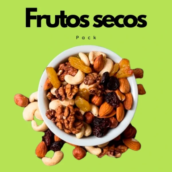 Pack frutos secos (Nueces, almendras, castañas tostadas, pasas de uva, maní tostado)