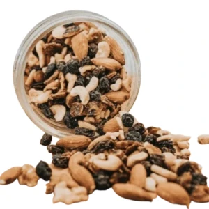 Mix de frutos secos tostados sin sal con pasas