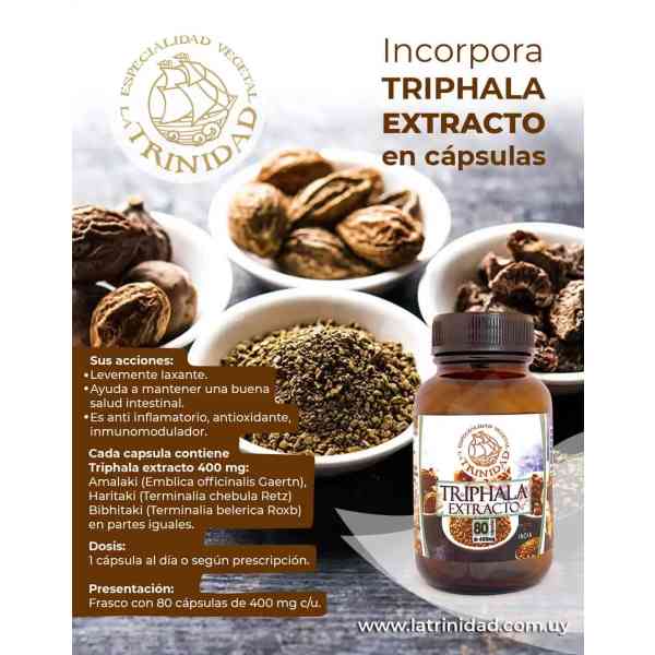 Triphala Extracto frasco 80 Capsulas 40g - Imagen 2