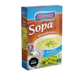 Sopa instantánea sabor arvejas y sabor jamón - Hornex