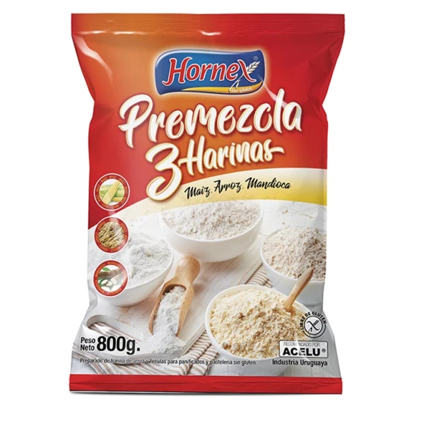 Premezcla 3 harinas 800g - Hornex