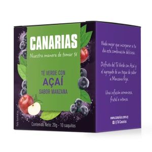 Té Verde con Acaí sabor Manzana CANARIAS x10 sobres - Apto para celiacos
