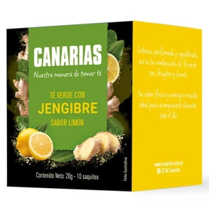 Té verde con Jengibre sabor Limón CANARIAS x10 Sobres - Apto para celiacos