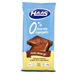 Chocolate HAAS 0% azúcar semi amargo 150 g - Apto para celíacos