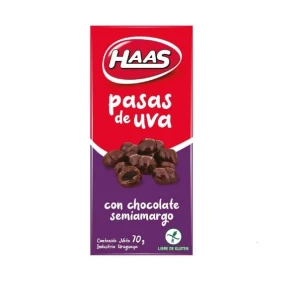 Pasas de uva haas con chocolate semi amargo 70g
