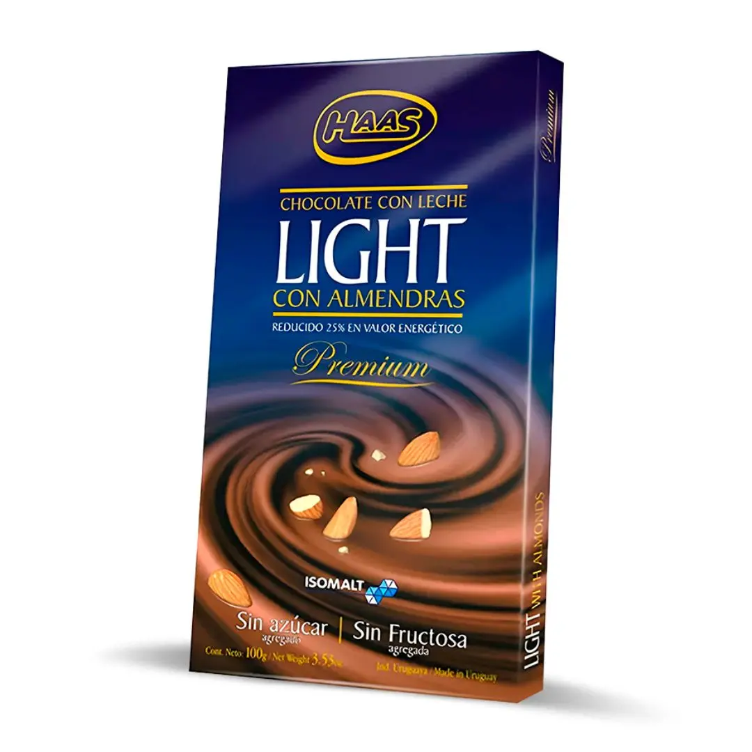 Chocolate Haas Light Con Almendras 100Gr - Aptos para celíacos